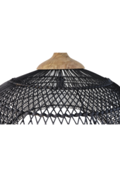 Hängeleuchte Rattan - 65x65x40 - Schwarz/Natur - Rattan/Teak