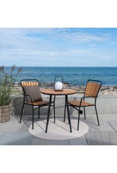 Cleveland Café Table - Café Tisch, Tischplatte aus Teakholz, natur, schwarze Beine, ø70x74 cm