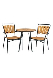Cleveland Café Table - Café Tisch, Tischplatte aus Teakholz, natur, schwarze Beine, ø70x74 cm