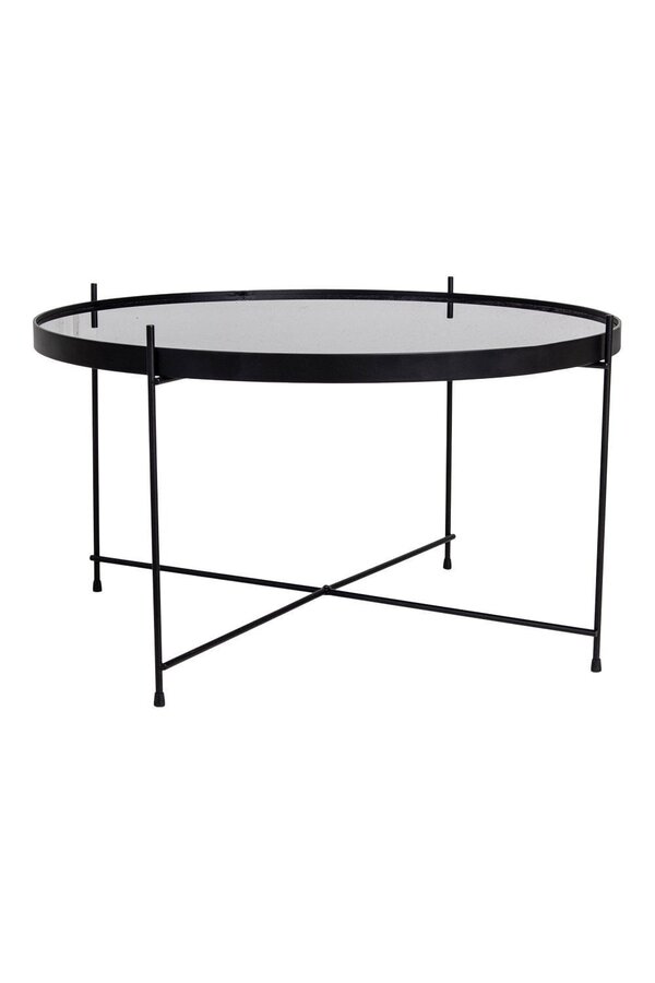 Venezia Couchtisch - Couchtisch schwarz pulverbeschichteter Stahl mit Glas ø70xh40cm