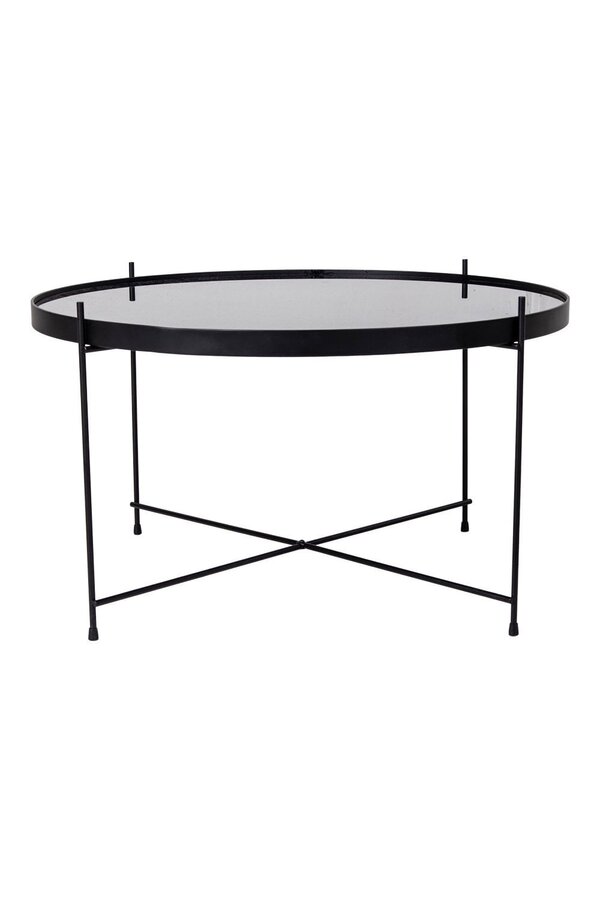 Venezia Couchtisch - Couchtisch schwarz pulverbeschichteter Stahl mit Glas ø70xh40cm