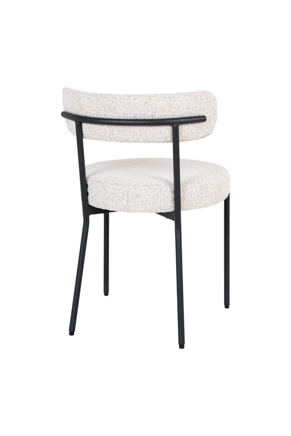 Badalona Dining Chair - Esszimmerstuhl, weißer Bouclé mit schwarzen Beinen, HN1270 - 2er Set