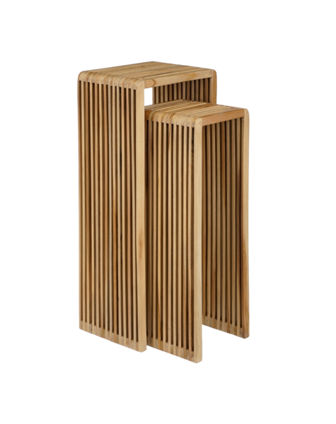Mica Decorations Yonker Pflanzentisch - 2er Set - L35 x B25 x H80 cm - Recyceltes Holz - Braun