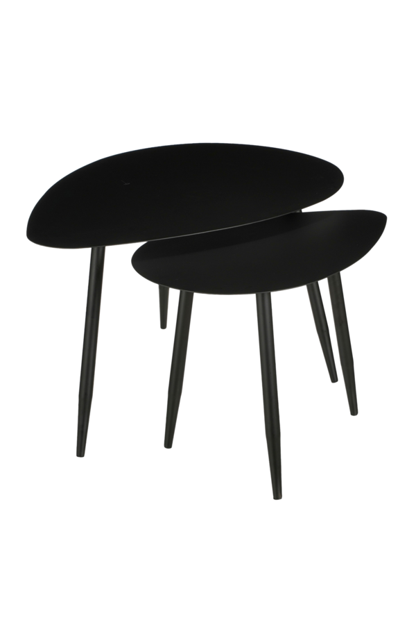 Beistelltisch - 2er-Set - L80 x B60 x H47 cm - Metall - Schwarz