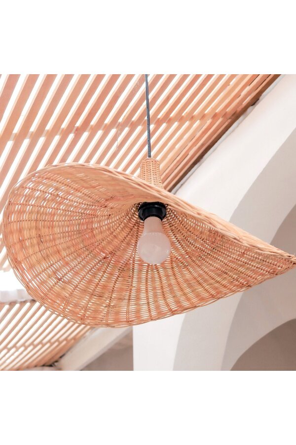 Rattanlampe | Natürlicher Lampenschirm SAYAN trichterförmige Pendelleuchte aus Naturfasern (2 Größen)