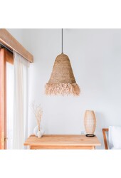 Raffia Boho Lampenschirm - Hängeleuchte - Handgeflochtene Deckenleuchte mit langen Fransen (3 Größen Ø 30/40/50 cm) KALIMA