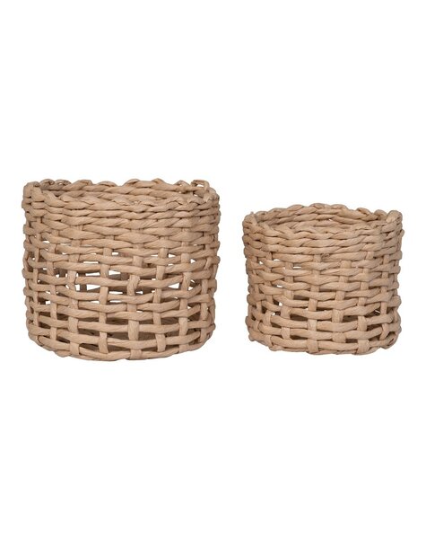 Penela Basket - Mand, papier, lichtbruin, set van 2