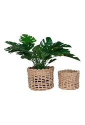 Penela Basket - Mand, papier, lichtbruin, set van 2