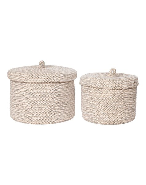 Sebal Basket – Korb mit Deckel, Baumwolle, beige, 2er-Set