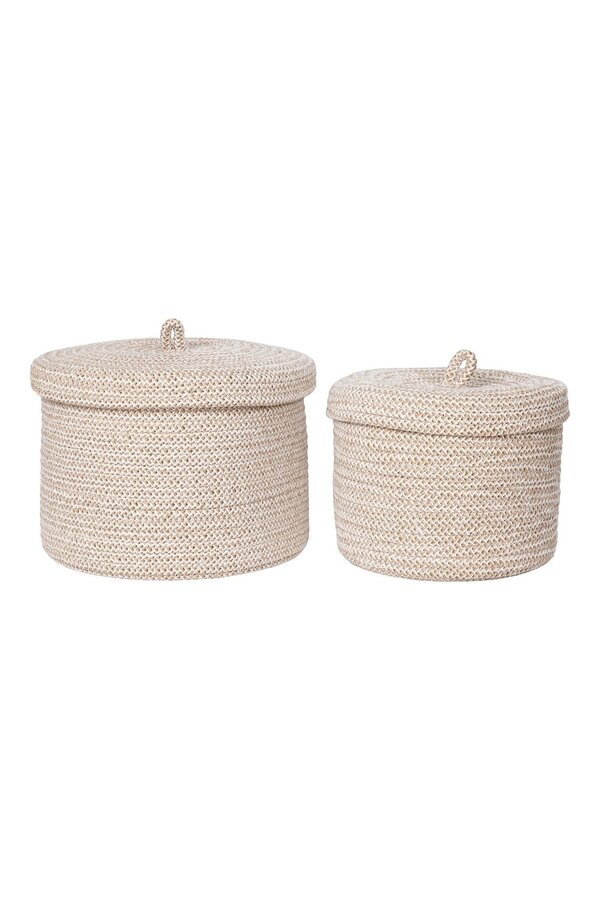 Sebal Basket – Korb mit Deckel, Baumwolle, beige, 2er-Set