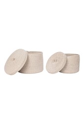 Sebal Basket – Korb mit Deckel, Baumwolle, beige, 2er-Set