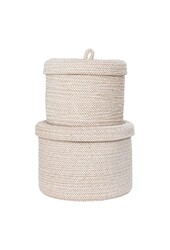 Sebal Basket – Korb mit Deckel, Baumwolle, beige, 2er-Set