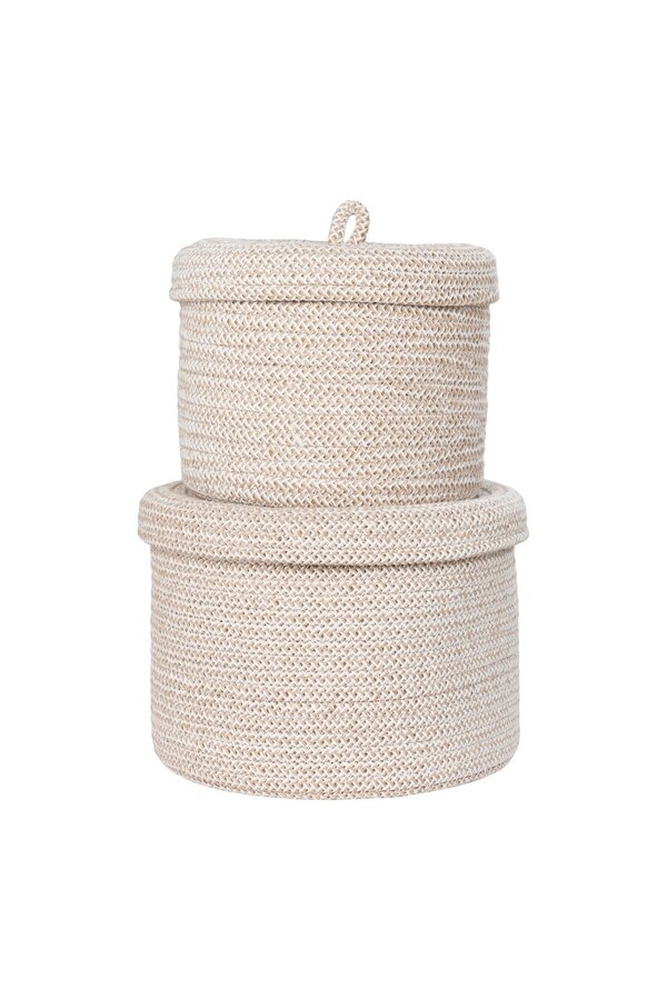 Sebal Basket – Korb mit Deckel, Baumwolle, beige, 2er-Set
