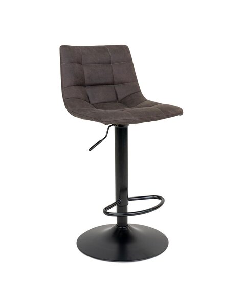 Middelfart Barstoel - Donkergrijs, Microvezel, Zwarte metalen poten, 43x43x88/108cm - set van 2