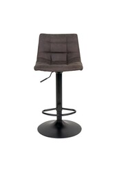 Middelfart Barstoel - Donkergrijs, Microvezel, Zwarte metalen poten, 43x43x88/108cm - set van 2