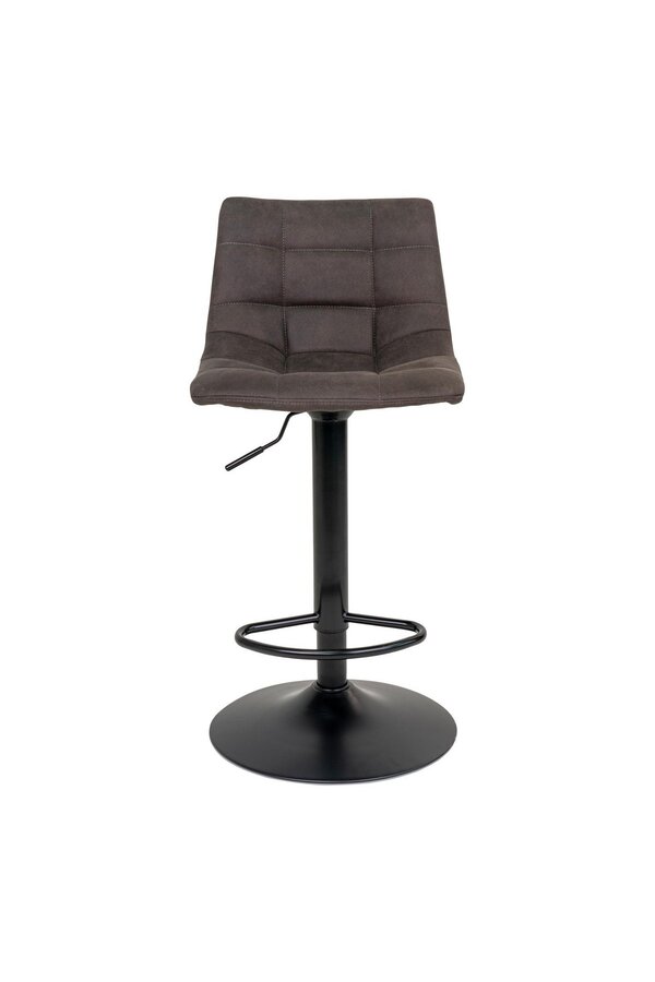 Middelfart Barstoel - Donkergrijs, Microvezel, Zwarte metalen poten, 43x43x88/108cm - set van 2