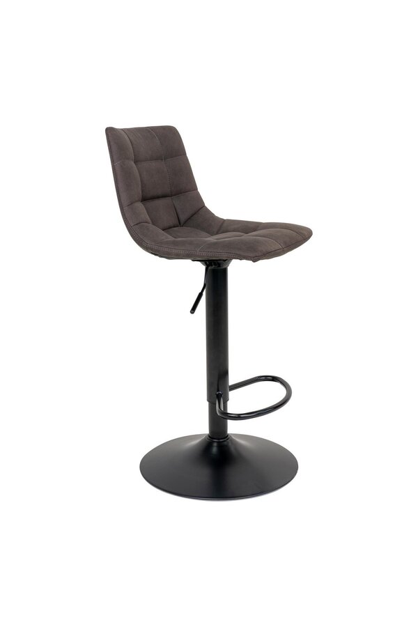 Middelfart Barstoel - Donkergrijs, Microvezel, Zwarte metalen poten, 43x43x88/108cm - set van 2