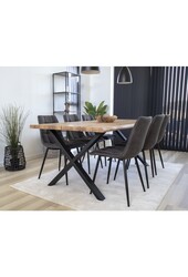Middelfart Eetkamerstoel - Microvezel, Staal, Grijs - Set van 2