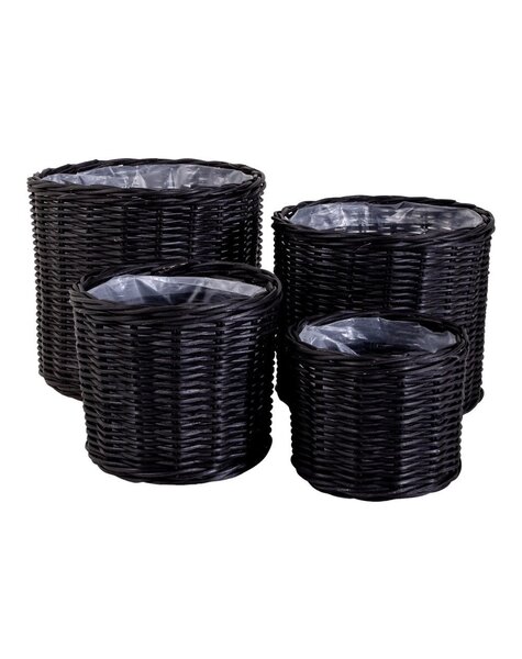 Bogor Körbe – Schwarz, Kubu Rattan/Kunststoff – 4er-Set
