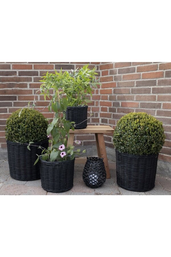 Bogor Körbe – Schwarz, Kubu Rattan/Kunststoff – 4er-Set