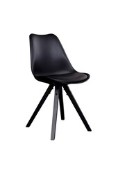 Bergen Esszimmerstuhl – PU-Leder, Kunststoff, Gummiholz, schwarz – 2er-Set