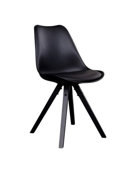 Bergen Esszimmerstuhl – PU-Leder, Kunststoff, Gummiholz, schwarz – 2er-Set