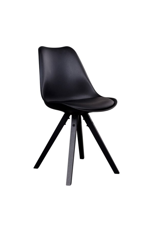 Bergen Esszimmerstuhl – PU-Leder, Kunststoff, Gummiholz, schwarz – 2er-Set