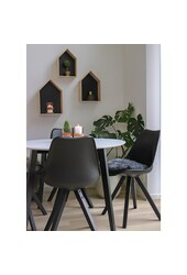Bergen Esszimmerstuhl – PU-Leder, Kunststoff, Gummiholz, schwarz – 2er-Set