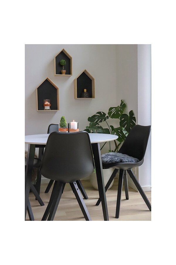 Bergen Esszimmerstuhl – PU-Leder, Kunststoff, Gummiholz, schwarz – 2er-Set