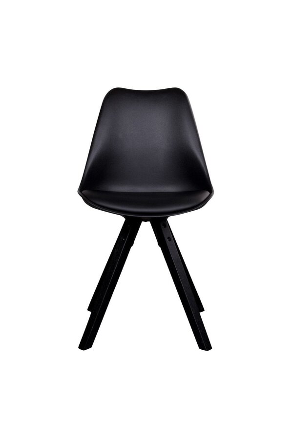 Bergen Esszimmerstuhl – PU-Leder, Kunststoff, Gummiholz, schwarz – 2er-Set