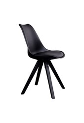 Bergen Esszimmerstuhl – PU-Leder, Kunststoff, Gummiholz, schwarz – 2er-Set