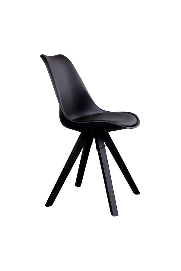 Bergen Esszimmerstuhl – PU-Leder, Kunststoff, Gummiholz, schwarz – 2er-Set