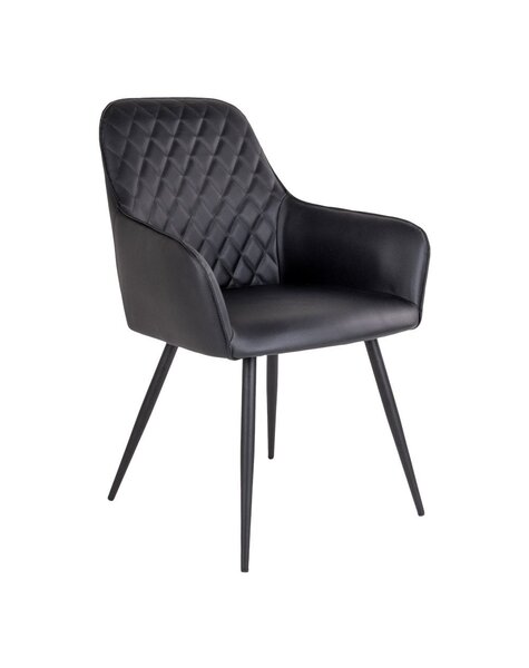 Harbo Esszimmerstuhl – PU, Stahl, Schwarz – 2er-Set