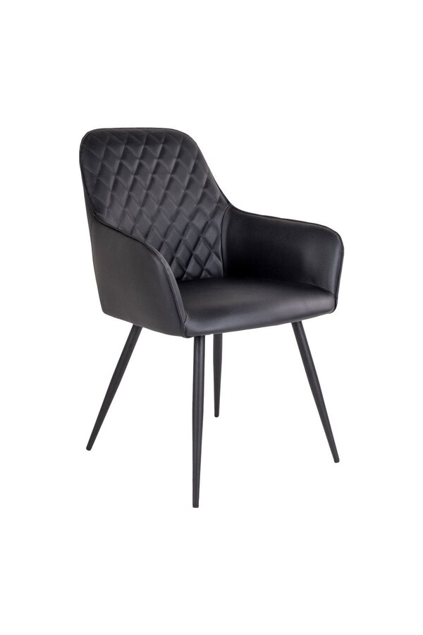 Harbo Esszimmerstuhl – PU, Stahl, Schwarz – 2er-Set