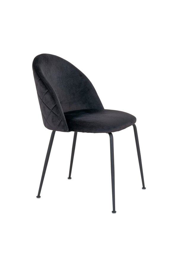 Genf Esszimmerstuhl – Samt, Stahl, Schwarz – 2er-Set