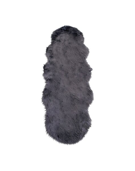 Kunstleder Lammleder - Polyester, Grau - 60 x 180 cm