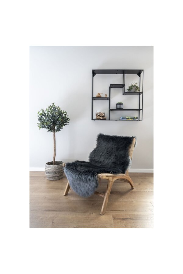 Kunstleder Lammleder - Polyester, Grau - 60 x 180 cm