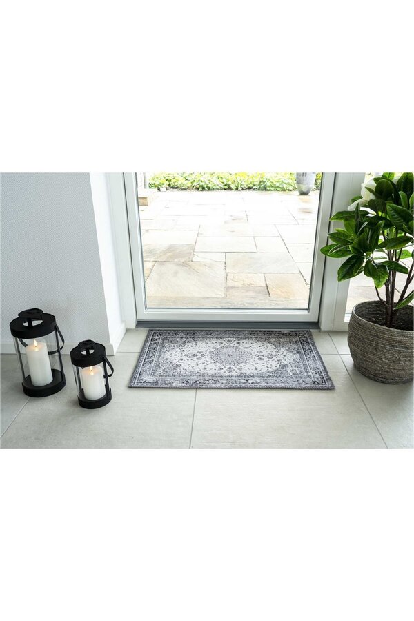 Havana Fußmatte – Chenille-Polyester, Schwarz/Weiß – 50 x 80 cm