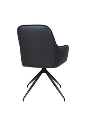 Harbo Esszimmerstuhl mit Drehknopf – Schwarz, PU-Leder, schwarze Metallbeine