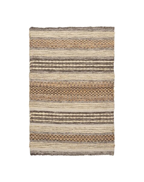 Morena Fußmatte – Natur/Grau, handgewebt, Jute/Wolle, 60 x 90 cm