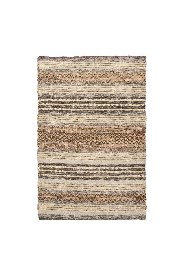Morena Fußmatte – Natur/Grau, handgewebt, Jute/Wolle, 60 x 90 cm