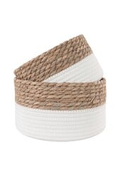 Tanta Körbe – Weiß/Natur, Baumwolle, Schilf, 25 x 25 x 15 cm – 2er-Set