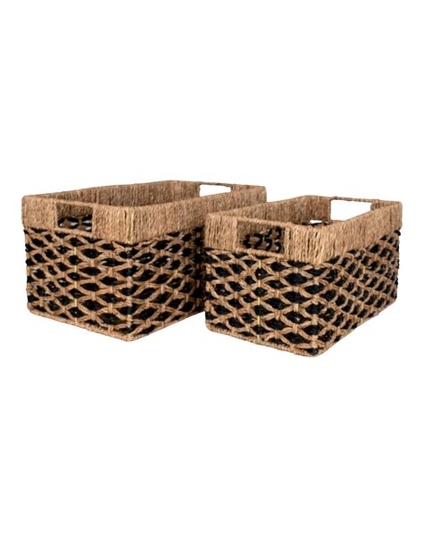 Salar Körbe – Schwarz/Natur, Seegras – 2er-Set