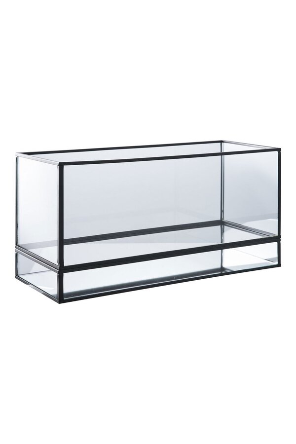 Hurricane Kerzenhalter – Schwarz, Glas, Metall, 30 x 12 x 15 cm