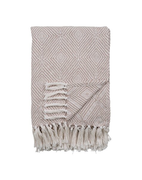 Cort Plaid – Elfenbein/Beige, 100 % recycelte Baumwolle, 130 x 160 cm
