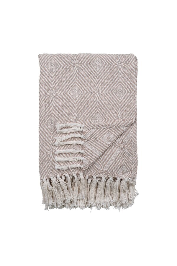 Cort Plaid – Elfenbein/Beige, 100 % recycelte Baumwolle, 130 x 160 cm