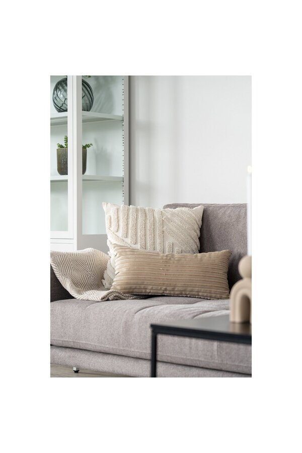 Cort Plaid – Elfenbein/Beige, 100 % recycelte Baumwolle, 130 x 160 cm