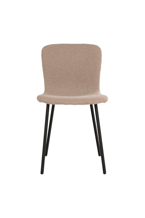 Halden Dining Chair – Esszimmerstuhl aus Bouclé, beige mit schwarzen Beinen – 2er-Set