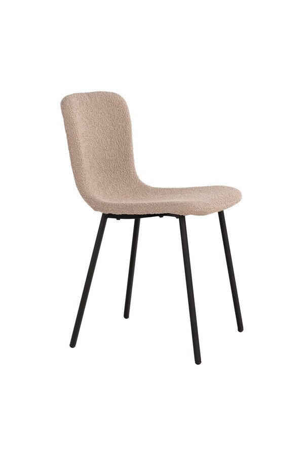 Halden Dining Chair – Esszimmerstuhl aus Bouclé, beige mit schwarzen Beinen – 2er-Set