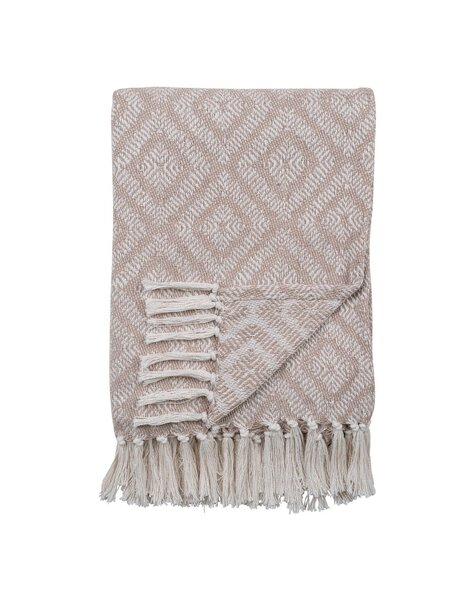 Cort Plaid – Elfenbein/Beige, 100 % recycelte Baumwolle, 130 x 160 cm